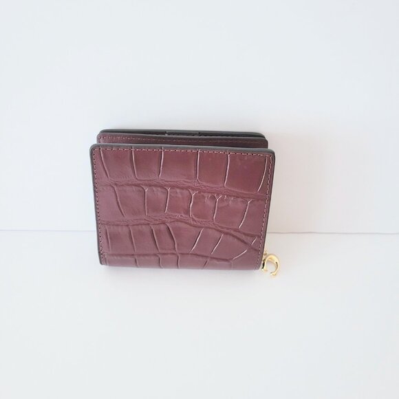 Coach C6092 Croc Embossed Leather Snap Wallet Merlot Clutch - Picture 5 of 7